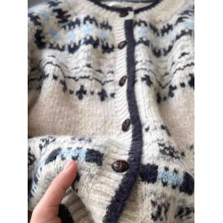 女裝秋冬季2024新款復古費爾島毛衣開衫設計感外穿加厚單排釦外套