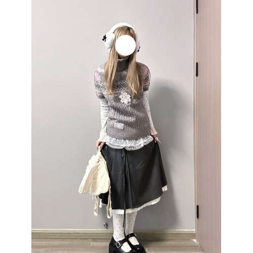 YUNNNIE 半高領費爾島短袖收腰修身女秋冬百搭學院風kyouko針織衫