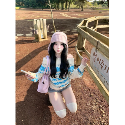 聖誕費爾島一字肩毛衣女秋冬2025新款氛圍感慵懶風軟糯針織衫上衣 聖誕費爾島一字肩毛衣女秋冬2025新款氛圍感慵懶風軟糯針織衫上衣