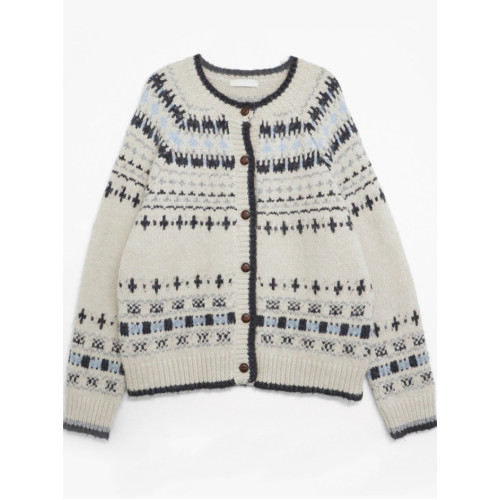 高級感復古提花圓領針織開衫女秋冬加厚單排釦寬松費爾島毛衣外套 高級感復古提花圓領針織開衫女秋冬加厚單排釦寬松費爾島毛衣外套