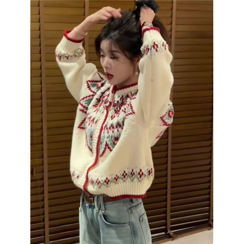 慵懶風漂亮費爾島毛衣女2024秋冬新款洋氣時尚寬松減齡針織開衫女 慵懶風漂亮費爾島毛衣女2024秋冬新款洋氣時尚寬松減齡針織開衫女