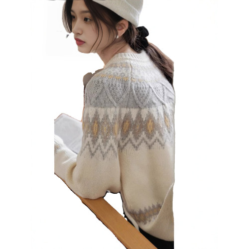 新款費爾島聖誕毛針織衫衣女2025秋冬季軟糯加厚慵懶套頭寬松上衣