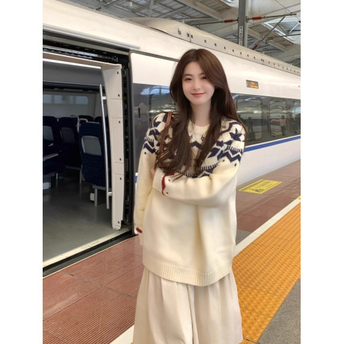 費爾島毛衣女秋冬2025新款寬松慵懶風軟糯聖誕氛圍感套頭小衆上衣 費爾島毛衣女秋冬2025新款寬松慵懶風軟糯聖誕氛圍感套頭小衆上衣