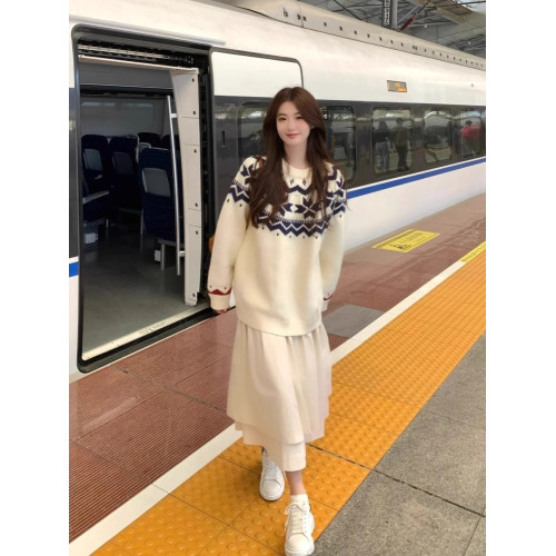 費爾島毛衣女秋冬2025新款寬松慵懶風軟糯聖誕氛圍感套頭小衆上衣 費爾島毛衣女秋冬2025新款寬松慵懶風軟糯聖誕氛圍感套頭小衆上衣