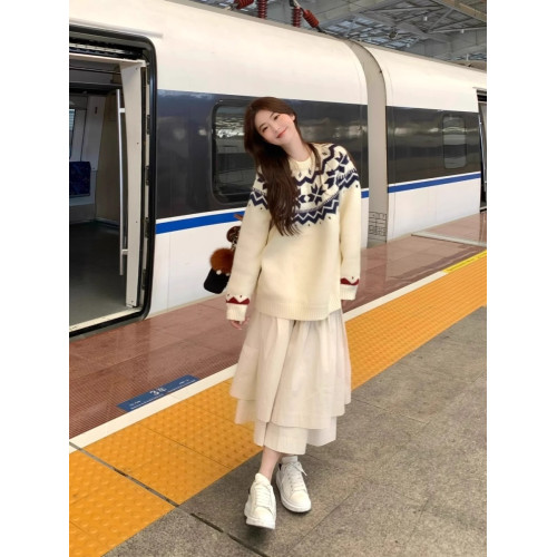 費爾島毛衣女秋冬2025新款寬松慵懶風軟糯聖誕氛圍感套頭小衆上衣 費爾島毛衣女秋冬2025新款寬松慵懶風軟糯聖誕氛圍感套頭小衆上衣