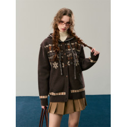 【Kyouko】梗豆哈利波特正版授權聯名復古費爾島針織外套連帽衛衣