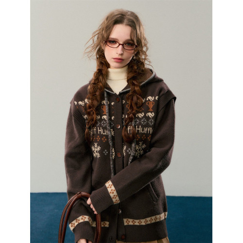 【Kyouko】梗豆哈利波特正版授權聯名復古費爾島針織外套連帽衛衣