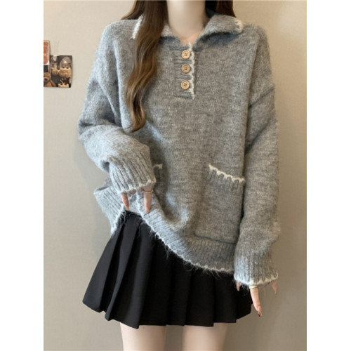 慵懶風軟糯翻領正肩毛衣女2025秋季新款大碼胖mm費爾島針織衫上衣 慵懶風軟糯翻領正肩毛衣女2025秋季新款大碼胖mm費爾島針織衫上衣