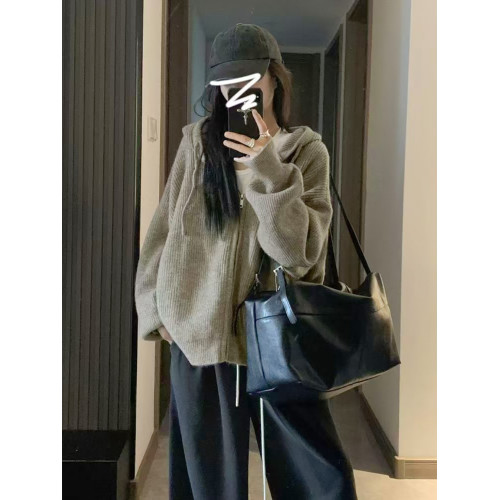 韓系連帽拉鍊毛衣女秋冬2025新款內搭慵懶高級感針織開衫衛衣外套 韓系連帽拉鍊毛衣女秋冬2025新款內搭慵懶高級感針織開衫衛衣外套