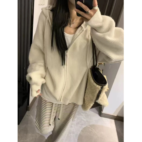 韓系連帽拉鍊毛衣女秋冬2025新款內搭慵懶高級感針織開衫衛衣外套 韓系連帽拉鍊毛衣女秋冬2025新款內搭慵懶高級感針織開衫衛衣外套