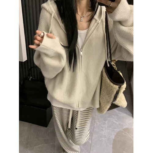 韓系連帽拉鍊毛衣女秋冬2025新款內搭慵懶高級感針織開衫衛衣外套 韓系連帽拉鍊毛衣女秋冬2025新款內搭慵懶高級感針織開衫衛衣外套