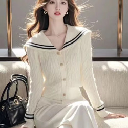 1715#10.4時尚韓版小香風針織毛衣開衫女2025年秋冬新款寬鬆長袖