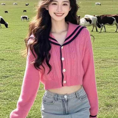 1715#10.4時尚韓版小香風針織毛衣開衫女2025年秋冬新款寬鬆長袖