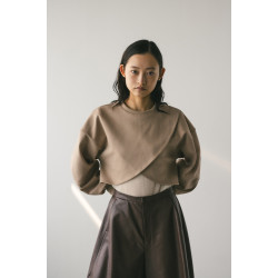 日單STY 潮牌前後兩穿一面交叉片圓領短款衛衣