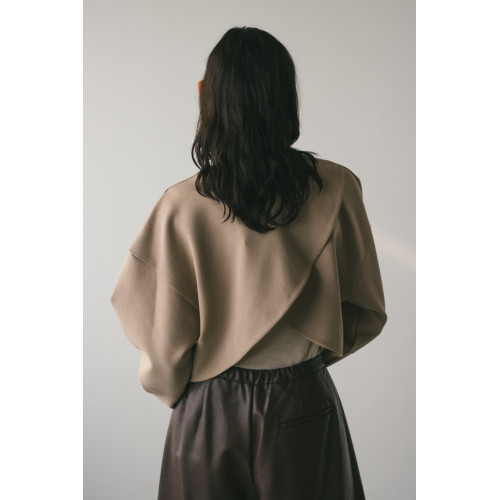 日單STY 潮牌前後兩穿一面交叉片圓領短款衛衣