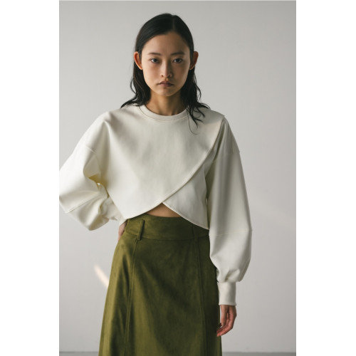 日單STY 潮牌前後兩穿一面交叉片圓領短款衛衣