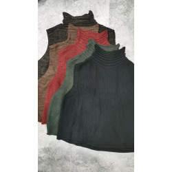 710秋季新款堆堆領口無袖純色百搭毛衣；衣長56 胸圍120