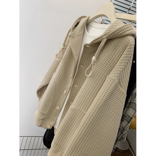 胖mm300斤大碼高級感華夫格連帽衛衣女秋季寬松百搭慵懶開衫外套 胖mm300斤大碼高級感華夫格連帽衛衣女秋季寬松百搭慵懶開衫外套