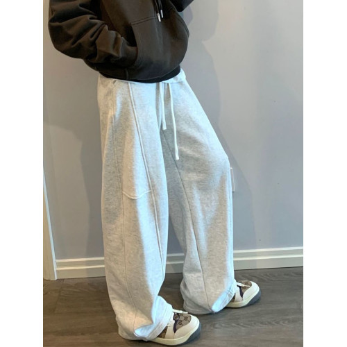 灰色美式衛褲女春秋新款秋冬韓版直筒拼接休閒百搭彎刀加絨運動褲 灰色美式衛褲女春秋新款秋冬韓版直筒拼接休閒百搭彎刀加絨運動褲