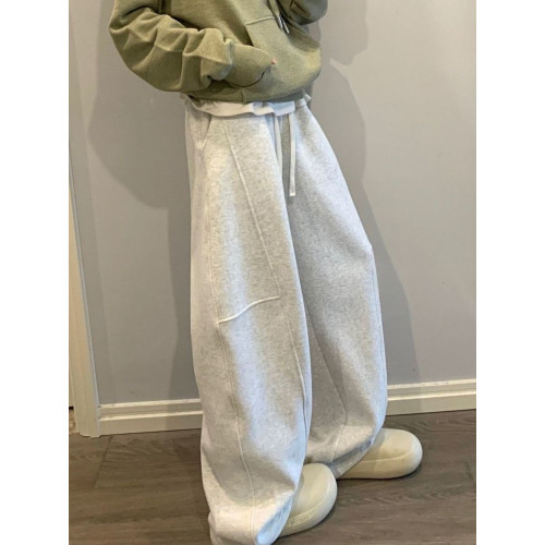 灰色美式衛褲女春秋新款秋冬韓版直筒拼接休閒百搭彎刀加絨運動褲 灰色美式衛褲女春秋新款秋冬韓版直筒拼接休閒百搭彎刀加絨運動褲