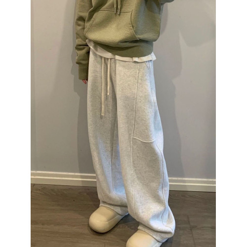 灰色美式衛褲女春秋新款秋冬韓版直筒拼接休閒百搭彎刀加絨運動褲 灰色美式衛褲女春秋新款秋冬韓版直筒拼接休閒百搭彎刀加絨運動褲