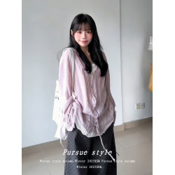 【鉤花繾綣】韓系慵懶風毛衣外套女秋季鏤空針織開衫設計感上衣潮