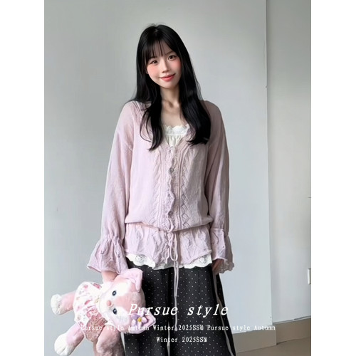 【鉤花繾綣】韓系慵懶風毛衣外套女秋季鏤空針織開衫設計感上衣潮