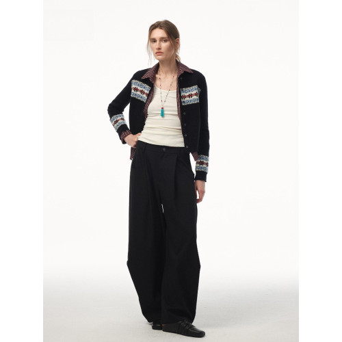 【北歐冬日】復古秋冬氛圍感氣質拼接針織開衫毛衣短外套女 【北歐冬日】復古秋冬氛圍感氣質拼接針織開衫毛衣短外套女