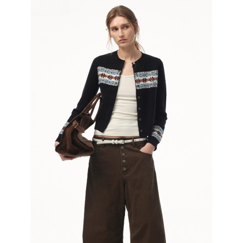 【北歐冬日】復古秋冬氛圍感氣質拼接針織開衫毛衣短外套女 【北歐冬日】復古秋冬氛圍感氣質拼接針織開衫毛衣短外套女