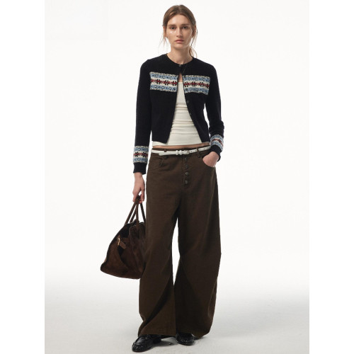 【北歐冬日】復古秋冬氛圍感氣質拼接針織開衫毛衣短外套女 【北歐冬日】復古秋冬氛圍感氣質拼接針織開衫毛衣短外套女