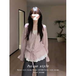 【緋雲軟裹】慵懶風毛衣外套女秋季鉤花鏤空針織開衫設計感上衣潮