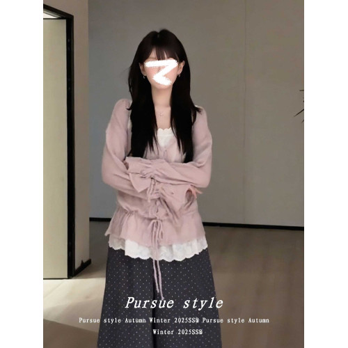 【緋雲軟裹】慵懶風毛衣外套女秋季鉤花鏤空針織開衫設計感上衣潮