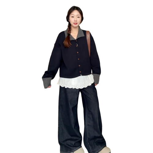 韓系氛圍感翻領毛衣開衫外套女早秋2025新款慵懶風高級感針織上衣