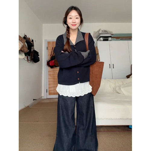 韓系氛圍感翻領毛衣開衫外套女早秋2025新款慵懶風高級感針織上衣