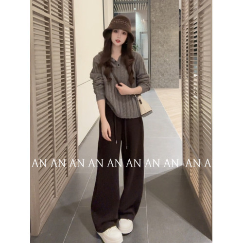 【安南】新款韓系簡約休閒慵懶風寬松針織衫三釦連帽麻花毛衣