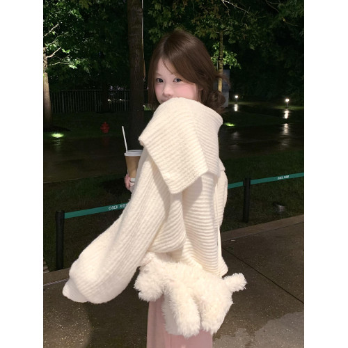 早秋氛圍感穿搭毛衣外套女秋冬2025新款慵懶風海軍領針織開衫上衣 早秋氛圍感穿搭毛衣外套女秋冬2025新款慵懶風海軍領針織開衫上衣