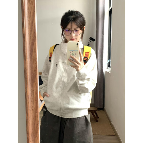 立領開衫衛衣外套女2025新款春秋季美式慵懶chic休閒夾克拉鍊上衣 立領開衫衛衣外套女2025新款春秋季美式慵懶chic休閒夾克拉鍊上衣