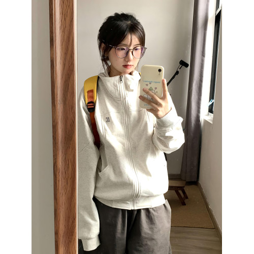 立領開衫衛衣外套女2025新款春秋季美式慵懶chic休閒夾克拉鍊上衣 立領開衫衛衣外套女2025新款春秋季美式慵懶chic休閒夾克拉鍊上衣