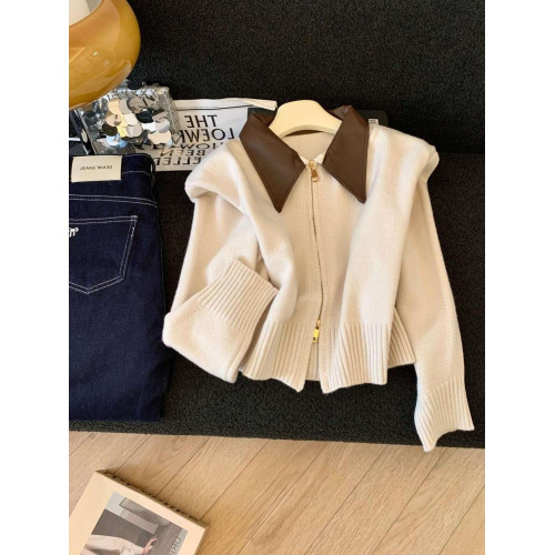 韓系氛圍穿搭!復古撞色翻領雙拉鍊毛衣外套女秋冬新款針織開衫潮 韓系氛圍穿搭!復古撞色翻領雙拉鍊毛衣外套女秋冬新款針織開衫潮