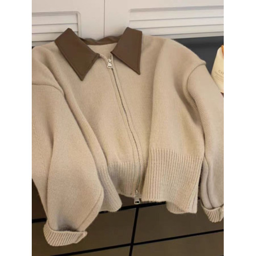 韓系氛圍穿搭!復古撞色翻領雙拉鍊毛衣外套女秋冬新款針織開衫潮 韓系氛圍穿搭!復古撞色翻領雙拉鍊毛衣外套女秋冬新款針織開衫潮