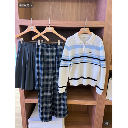 韓國東大門~車靜媛同款原版撞色條紋polo針織衫 早秋氛圍感穿搭女