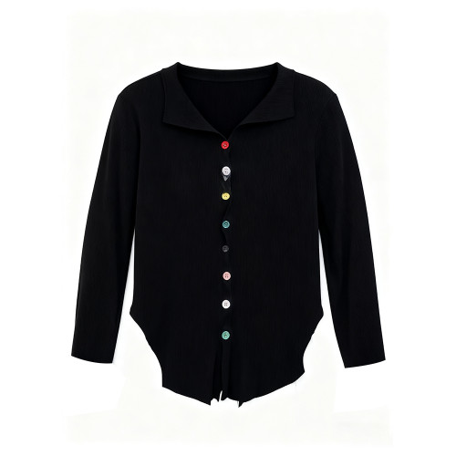 大碼黑色修身正肩開衫針織衫秋季胖MM彩色遮肉顯瘦打底衫上衣女