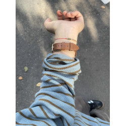 韓系復古撞色條紋長袖針織衫女秋季高級感慵懶風寬松打底衫上衣潮