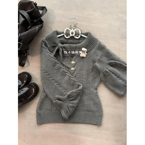 秋冬原創古早兔耳vintage毛衣奈奈風早秋學院風套頭收腰針織衫女