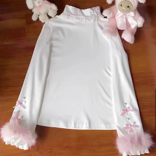 PINKGIRL【奶油甜心】Lolita百搭高領內搭打底衫長袖秋冬修身上衣