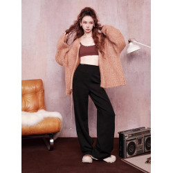 慼薇同款~慵懶風寬松針織開衫女秋季外套中長款時髦毛衣外搭上衣