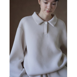 哈齒小姐 綿軟暖糯衛衣套裝寬松落肩Polo領顯瘦上衣松緊高腰短褲