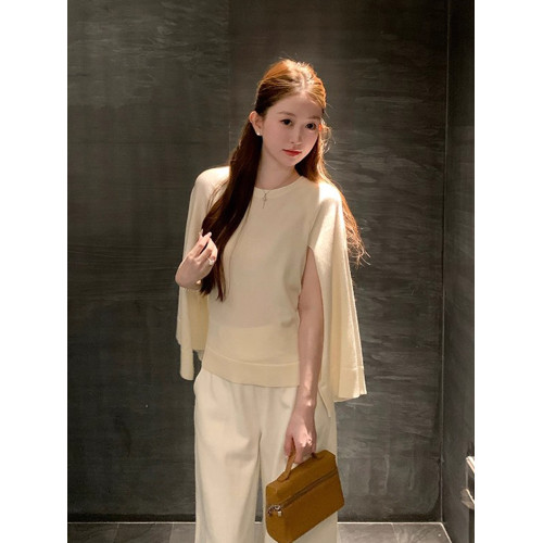 小香風鬭篷式針織衫女春秋2025新款巨好看寬松顯瘦百搭披肩上衣潮