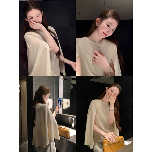 小香風鬭篷式針織衫女春秋2025新款巨好看寬松顯瘦百搭披肩上衣潮