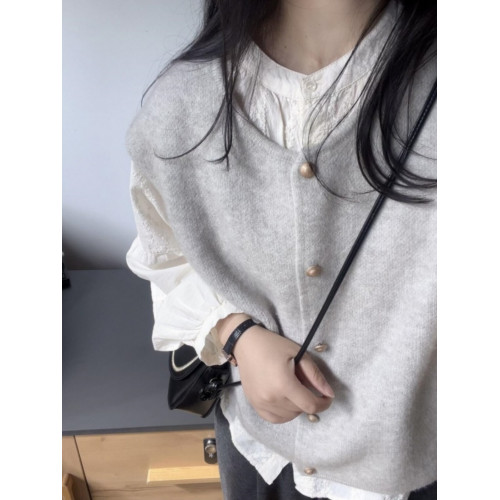 早秋新款2025韓系寬松外穿毛衣女坎肩針織馬甲背心曡穿無袖上衣女